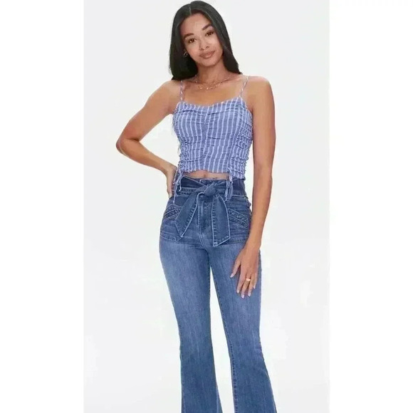 Forever21 Pinstriped Ruched Crop Cami - Picture 4 of 4